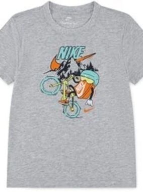 Nike Boys Boxy Biking Graphic Heathered Gray Size 4/5 Years
